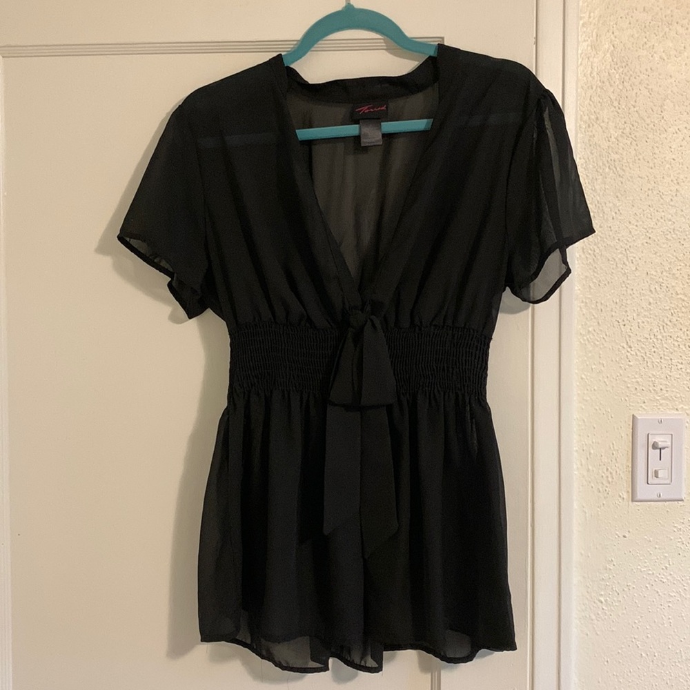 Torrid sheer smocked waist peplum top 0X